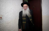 Rabbi Moshe Maya leaves the venue of a meeting of the Shas Torah Sages Council in Jerusalem on February 20, 2019. (Yonatan Sindel/Flash90)