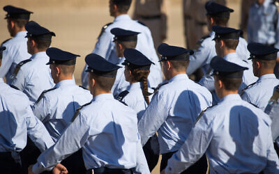 Illustrative: A graduation ceremony for soldiers who completed the Israel Air Force Flight Course, at the Hatzerim Air Base in the Negev desert, June 29, 2023. (Oren Ben Hakoon/Flash90)
