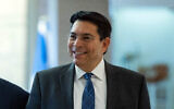 Likud MK Danny Danon arrives at a Likud party meeting at the Knesset, Jerusalem, January 8, 2024. (Yonatan Sindel/Flash90)