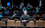 Economy Minister Nir Barkat attends a plenum session at the assembly hall of the Knesset, the Israeli parliament, in Jerusalem on May 29, 2024. (Yonatan Sindel/Flash90)