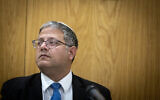 Otzma Yehudit party leader and National Security Minister Itamar Ben Gvir leads a faction meeting at the Knesset, in Jerusalem, on June 3, 2024. (Chaim Goldberg/Flash90)