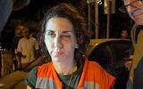 Tal Weissbach after being struck by a police water cannon at a Jerusalem protest on June 17, 2024. (Courtesy)