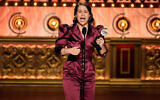Shaina Taub accepts the Best Original Score award for "Suffs" onstage during The 77th Annual Tony Awards at David H. Koch Theater at Lincoln Center, June 16, 2024 in New York City. (Theo Wargo/Getty Images for Tony Awards Productions via JTA)