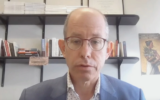 Raz Segal discusses his Jewish Currents article in which he stated Israel intends to commit genocide in Gaza, October 25, 2023. (NJ Spotlight News/PBS screenshot via JTA)