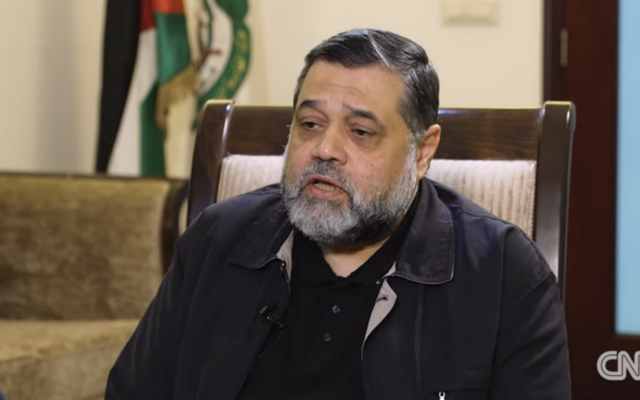 Osama Hamdan, a member of Hamas's politburo, is seen speaking to CNN in Beirut, Lebanon, in a screenshot from this video posted to YouTube on June 14, 2024. (Screenshot, used in accordance with Clause 27a of the Copyright Law) Osama Hamdan, a member of Hamas's politburo, is seen speaking to CNN in Beirut, Lebanon, in a screenshot from this video posted to YouTube on June 14, 2024. (Screenshot, used in accordance with Clause 27a of the Copyright Law)