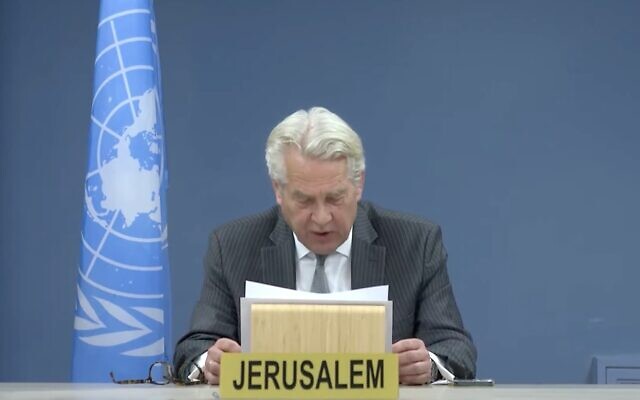 UN Mideast envoy Tor Wennesland briefs the Security Council on June 25, 2024. (YouTube screenshot/ used in accordance with Clause 27a of the Copyright Law) UN Mideast envoy Tor Wennesland briefs the Security Council on June 25, 2024. (YouTube screenshot/ used in accordance with Clause 27a of the Copyright Law)