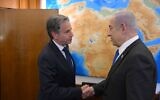 US Secretary of State Antony Blinken, left, meets Prime Minister Benjamin Netanyahu in Jerusalem, June 10, 2024. (Amos Ben Gershom/GPO)