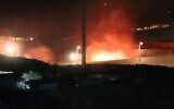 A fire following an alleged Israeli airstrike near Aleppo Syria on June 3, 2024. (Screen capture: X)