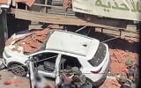 The crashed vehicle which police said was transporting two wanted members of the Islamic Jihad terror terror group in the West Bank city of Qalqilya, June 21, 2024 (Courtesy/X)
