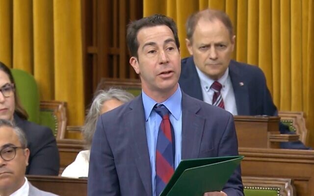 Anthony Housefather, a member of Canada's parliament representing a Montreal riding, speaks out against rising antisemitism in parliament in Ottawa, June 4, 2024. (Office of Anthony Housefather/screen capture via JTA) Anthony Housefather, a member of Canada's parliament representing a Montreal riding, speaks out against rising antisemitism in parliament in Ottawa, June 4, 2024. (Office of Anthony Housefather/screen capture via JTA)