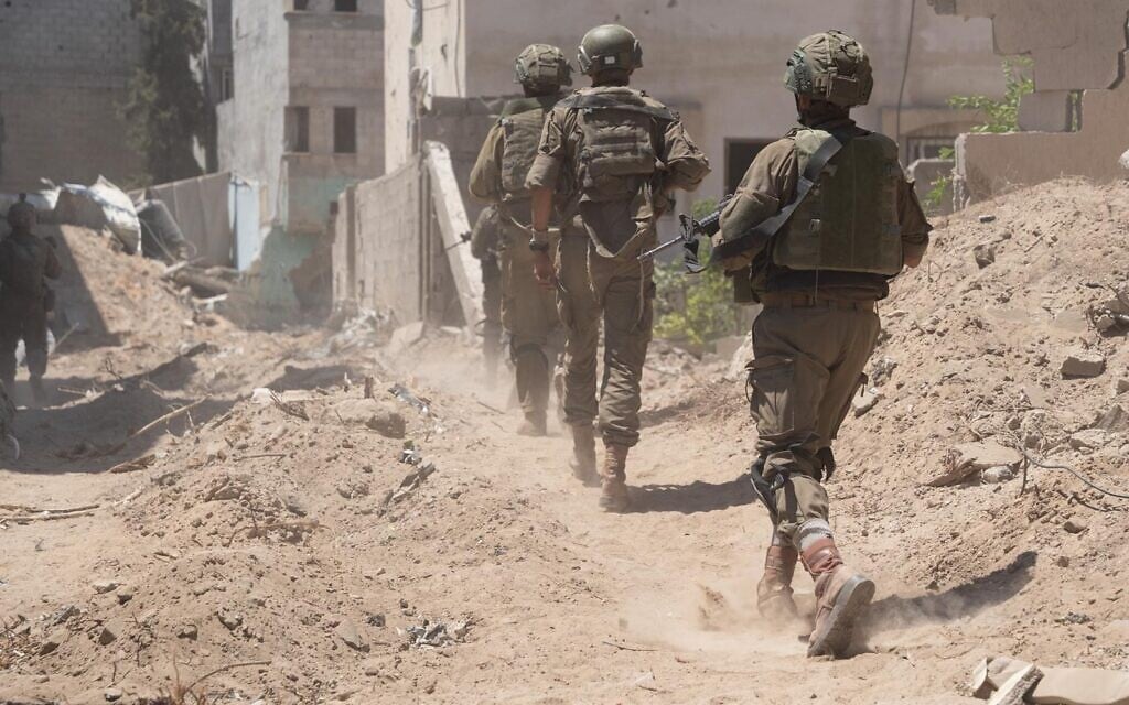 Israeli troops operating in the Gaza Strip in an undated photo released by the military on July 8, 2024 (Israel Defense Forces)