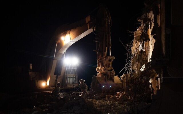 IDF troops demolish the home of Ahmed Dawabsha in the West Bank town of Duma, early July 3, 2024. (Israel Defense Forces) IDF troops demolish the home of Ahmed Dawabsha in the West Bank town of Duma, early July 3, 2024. (Israel Defense Forces)