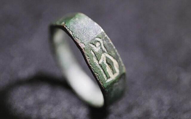 Undated photo of Late Roman Period ring discovered by 13-year-old Yair Whitestone while hiking on Mount Carmel. (Emil Aladjem/Israel Antiquities Authority) Undated photo of Late Roman Period ring discovered by 13-year-old Yair Whitestone while hiking on Mount Carmel. (Emil Aladjem/Israel Antiquities Authority)