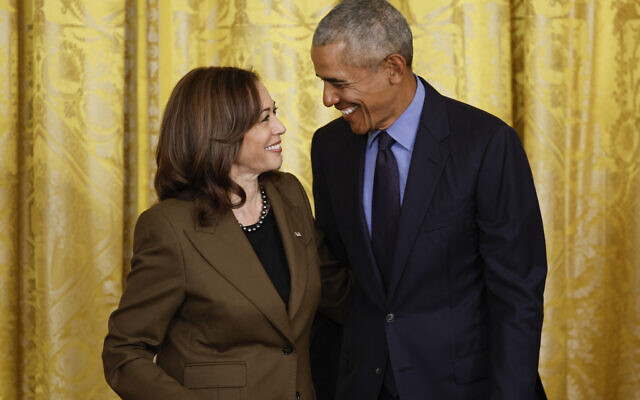 (L-R) Vice President Kamala Harris and Former President Barack Obama attend an event to mark the 2010 passage of the Affordable Care Act in the East Room of the White House on April 5, 2022 in Washington, DC. (Chip Somodevilla/Getty Images North America/Getty Images via AFP) (L-R) Vice President Kamala Harris and Former President Barack Obama attend an event to mark the 2010 passage of the Affordable Care Act in the East Room of the White House on April 5, 2022 in Washington, DC. (Chip Somodevilla/Getty Images North America/Getty Images via AFP)