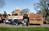 Pro-Palestinian, anti-Israel protesters rally at University Hall at Brown University in Providence, Rhode Island, on April 29, 2024. (Joseph Prezioso / AFP)