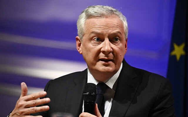 France's Minister for Economy and Finances Bruno Le Maire speaks in Paris on June 20, 2024. (JULIEN DE ROSA / AFP) France's Minister for Economy and Finances Bruno Le Maire speaks in Paris on June 20, 2024. (JULIEN DE ROSA / AFP)