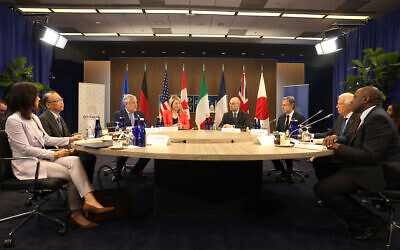 US Secretary of State Antony Blinken (3rd R) meets with G7 Foreign Ministers during NATO's 75th anniversary summit in Washington, DC, on July 11, 2024. (Samuel Corum/AFP)