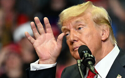 Former US President and 2024 Republican nominee Donald Trump speaks during a campaign rally with his running mate, Sen. JD Vance of Ohio, at Van Andel Arena in Grand Rapids, Michigan, July 20, 2024. (Jim Watson / AFP)