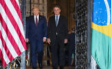 Then-President Donald Trump arrives before a dinner with then-Brazilian President Jair Bolsonaro at Mar-a-Lago, March 7, 2020, in Palm Beach, Fla. (AP Photo/Alex Brandon)