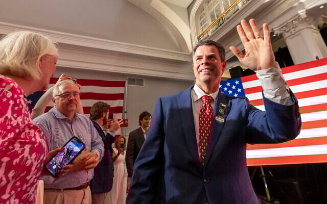 Virginia state Sen. John McGuire joins supporters, June 18, 2024, in Lynchburg, Virginia. (AP Photo/Skip Rowland, File) Virginia state Sen. John McGuire joins supporters, June 18, 2024, in Lynchburg, Virginia. (AP Photo/Skip Rowland, File)