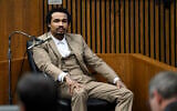 Defendant Michael Jackson-Bolanos, on trial for the murder of Samantha Woll, testifies in his defense, July 3, 2024, at Frank Murphy Hall of Justice in Detroit. (Clarence Tabb, Jr./Detroit News via AP)