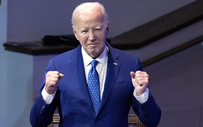 US President Joe Biden attends a church service at Mt. Airy Church of God in Christ, Sunday, July 7, 2024, in Philadelphia (AP Photo/Manuel Balce Ceneta)
