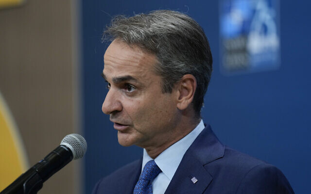 Greece's Prime Minister Kyriakos Mitsotakis speaking to members of the media at the NATO summit in Washington, Wednesday, July 10, 2024. (AP/Matt Rourke) Greece's Prime Minister Kyriakos Mitsotakis speaking to members of the media at the NATO summit in Washington, Wednesday, July 10, 2024. (AP/Matt Rourke)