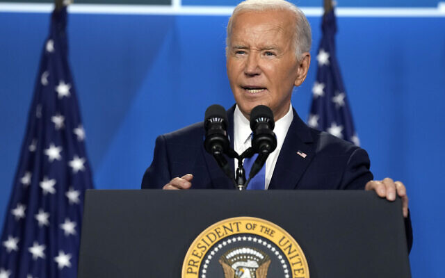 President Joe Biden speaks at a news conference following the NATO Summit in Washington, Thursday, July 11, 2024. (AP Photo/Susan Walsh) President Joe Biden speaks at a news conference following the NATO Summit in Washington, Thursday, July 11, 2024. (AP Photo/Susan Walsh)