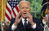 US President Joe Biden addresses the nation from the Oval Office of the White House in Washington, July 14, 2024, about the assassination attempt of former president Donald Trump at a campaign rally in Pennsylvania. (Erin Schaff/The New York Times via AP, Pool)