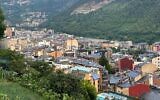 Panoramic view of Andorra la Vella, capital of the Principality of Andorra, from a hiking trail in the Pyrenees. (Larry Luxner/ JTA)