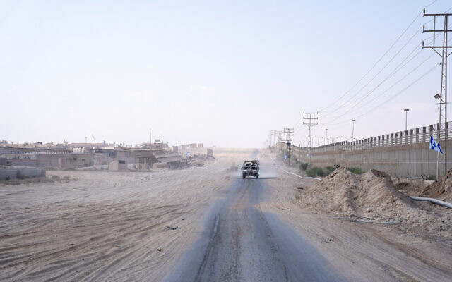 A view of southern Gaza's Rafah from the Philadelphi Corridor on the border with Egypt, July 16, 2024. (Emanuel Fabian/Times of Israel)