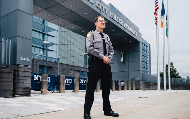 NYPD recruit Allan Pearlman outside the police academy. (Courtesy of Pearlman)
