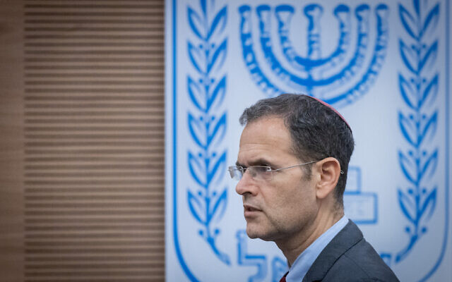 Likud MK Moshe Saada speaks during a Defense and Foreign Affairs Committee meeting on the ultra-Orthodox draft law at the Knesset in Jerusalem, June 25, 2024. (Chaim Goldberg/Flash90)