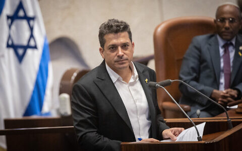 Diaspora Affairs Amichai Chikli speaks at the Knesset in Jerusalem, June 25, 2024. (Chaim Goldberg/Flash90)