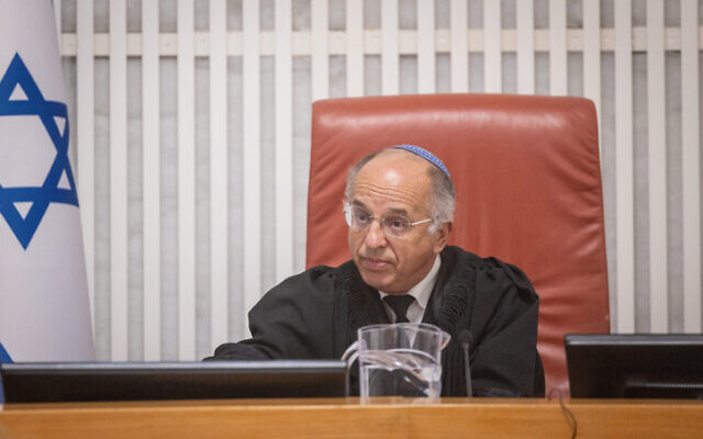 High Court Justice Noam Sohlberg presides over a court hearing on the state comptroller's investigation into the failings surrounding the October 7 Hamas invasion, July 17, 2024. (Chaim Goldberg/Flash90) High Court Justice Noam Sohlberg presides over a court hearing on the state comptroller's investigation into the failings surrounding the October 7 Hamas invasion, July 17, 2024. (Chaim Goldberg/Flash90)
