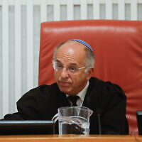 Justice Noam Sohlberg during a High Court of Justice hearing on the state comptroller's investigation into the failings relating to the October 7 Hamas attacks, at the Supreme Court in Jerusalem, July 17, 2024. (Chaim Goldberg/Flash90)