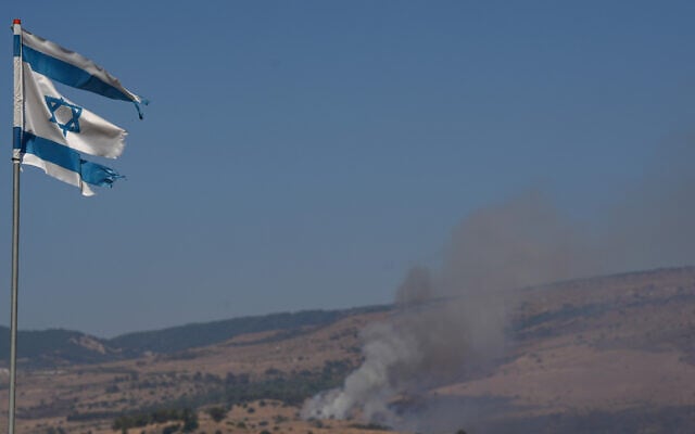Smoke rises near the Israeli border with Lebanon, following missiles attack from Lebanon, July 21, 2024. (Ayal Margolin/ Flash90)
