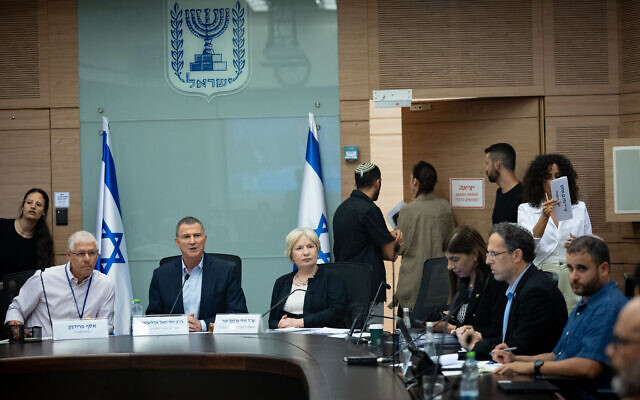 Likud MK Yuli Edelstein chairs a meeting of the Knesset Foreign Affairs and Defense Committee, July 21, 2024. (Yonatan Sindel/Flash90) Likud MK Yuli Edelstein chairs a meeting of the Knesset Foreign Affairs and Defense Committee, July 21, 2024. (Yonatan Sindel/Flash90)