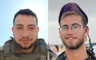 Cpt. Elay Elisha Lugasi, left, and Cpt. Roy Miller, killed in separate battles in the northern Gaza Strip on July 3, 2024. (Courtesy)