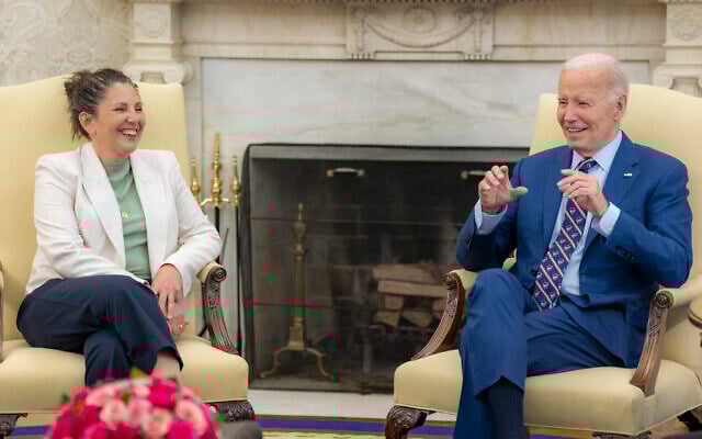 US President Joe Biden meets with freed hostage Liat Atzili at the White House on July 8, 2024. (White House/X) US President Joe Biden meets with freed hostage Liat Atzili at the White House on July 8, 2024. (White House/X)