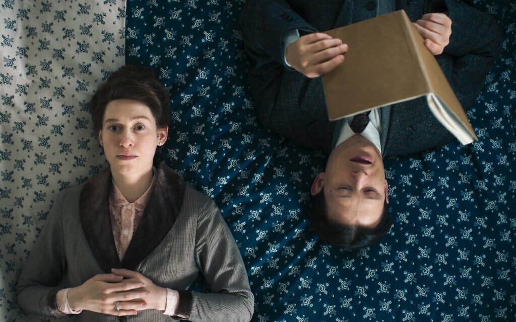 Franz Kafka (Joel Basman) in a rendezvous with his former fiancee Felice Bauer (Lia von Blarer) in a scene from the new miniseries 'Kafka.' (Courtesy of ChaiFlicks) Franz Kafka (Joel Basman) in a rendezvous with his former fiancee Felice Bauer (Lia von Blarer) in a scene from the new miniseries 'Kafka.' (Courtesy of ChaiFlicks)