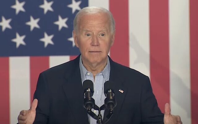 US President Joe Biden speaks at a campaign rally in Wisconsin on July 5, 2024. (Screen capture/YouTube)