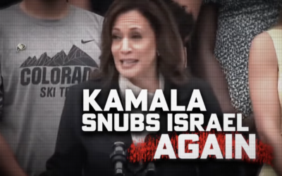 US Vice President Kamala Harris, the presumptive Democratic nominee for president in 2024, is seen in a digital ad released by the Republican Jewish Coalition on July 24, 2024. (Screen capture via YouTube, used in accordance with Clause 27a of the Copyright Law)