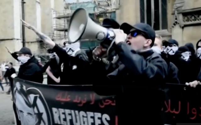 Members of the neo-Nazi group 'The Base' at a rally. (Youtube screenshot)