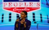 Candace Owens, a conservative political commentator, speaks on stage during Turning Point USA's 'The People's Convention' at Huntington Place in Detroit, Michigan, June 14, 2024. (Jeff Kowalsky/AFP via Getty Images)