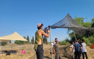 Right-wing, religious activists build the Elei Aza dwelling close to the border with Gaza, as part of an effort to demonstrate to the government that there are people willing to begin establishing Israeli settlements inside Gaza itself. (Courtesy Elei Aza activists)