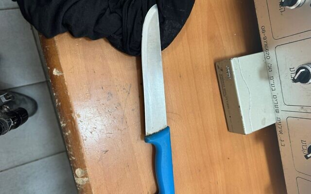 A knife confiscated from the wife of a Hamas operative in the West Bank city of Hebron, July 14, 2024. (Israel Police)