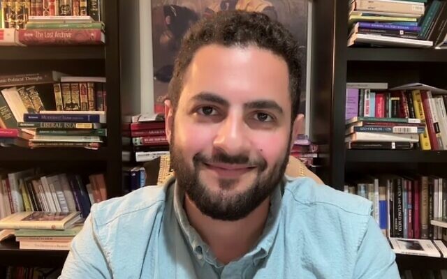 Egyptian-American analyst and author Hussein Aboubakr Mansour at his home in Washington, DC, July 3, 2024 (screenshot from Zoom interview)