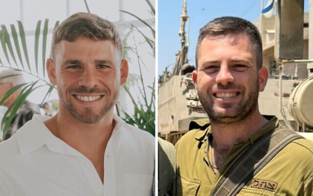 Maj. (res.) Eyal Avnion (left) and Master Sgt. (res.) Nadav Elchanan Knoller, killed in the central Gaza Strip on July 1, 2024. (Courtesy) Maj. (res.) Eyal Avnion (left) and Master Sgt. (res.) Nadav Elchanan Knoller, killed in the central Gaza Strip on July 1, 2024. (Courtesy)