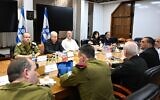 Prime Minister Benjamin Netanyahu convenes a security cabinet meeting on July 28, 2024. (Haim Zach/GPO)